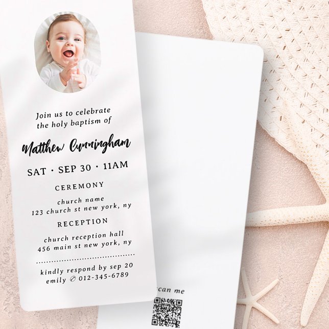 Simple Modern Minimalist Photo Holy Baptism Invitation (Creator Uploaded)