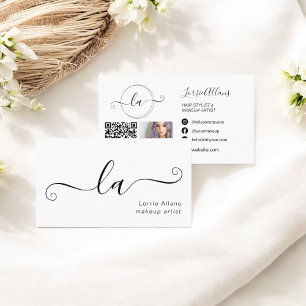  Simple Modern Minimalist Photo Qr Makeup Artist Business Card