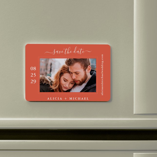 Simple modern minimalist photo wedding save date magnet (Creator Uploaded)