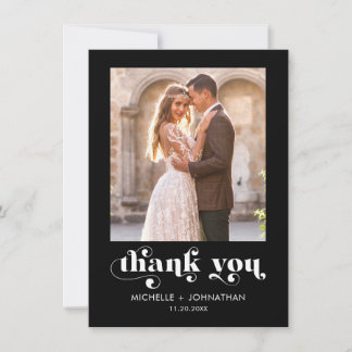 Simple Modern Minimalist Photo Wedding Thank You Card