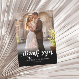 Simple Modern Minimalist Photo Wedding Thank You Card