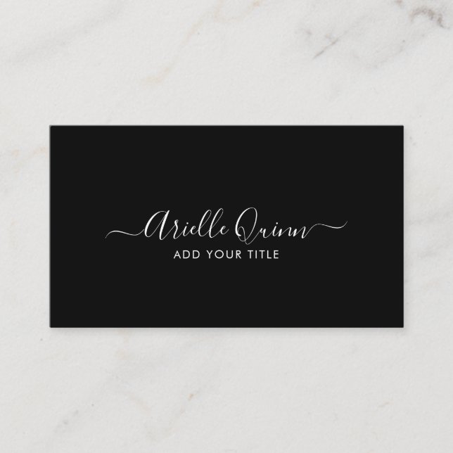 Simple Modern Minimalist Professional Script Name  Business Card (Front)