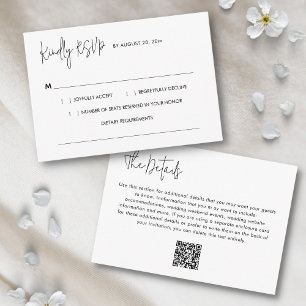 Simple Modern Minimalist QR Code RSVP Wedding Enclosure Card