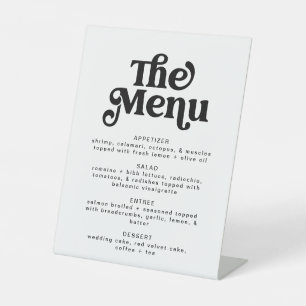 Simple Modern Minimalist Retro Wedding Menu  Pedestal Sign