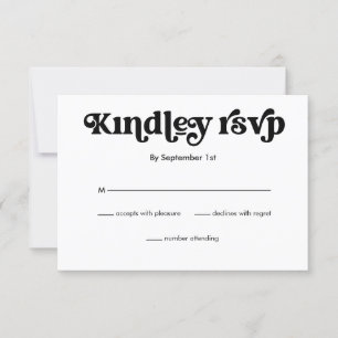 Simple Modern Minimalist Retro Wedding RSVP Card