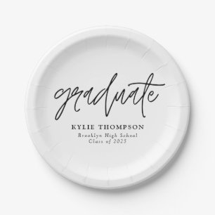 Simple Modern Minimalist Script Graduation Party Paper Plate