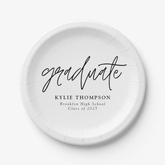 Simple Modern Minimalist Script Graduation Party Paper Plate (Front)