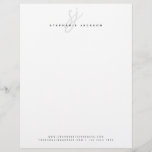 Simple Modern Minimalist Script Monogram Office Letterhead<br><div class="desc">Simple Modern Minimalist Script Monogram Office Letterhead</div>