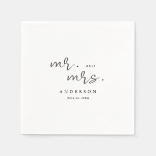 Simple Modern Minimalist Script Mr. and Mrs. Napkin