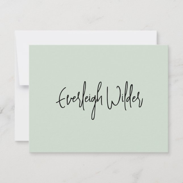 Simple Modern Minimalist Script Typography Green Card (Front)