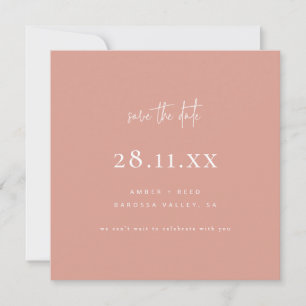 Simple Modern Minimalist Square Blush Pink Save The Date
