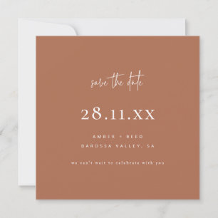 Simple Modern Minimalist Square Copper Script Save The Date