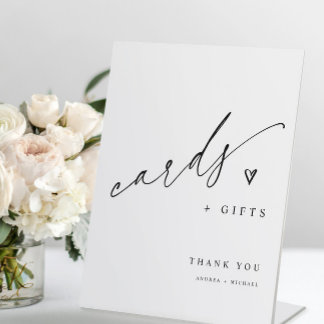 Simple Modern Minimalist Wedding Cards & Gifts Pedestal Sign