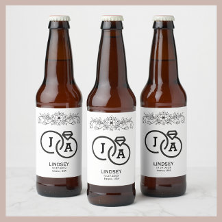 Simple Modern Minimalist Wedding Classic Round Beer Bottle Label