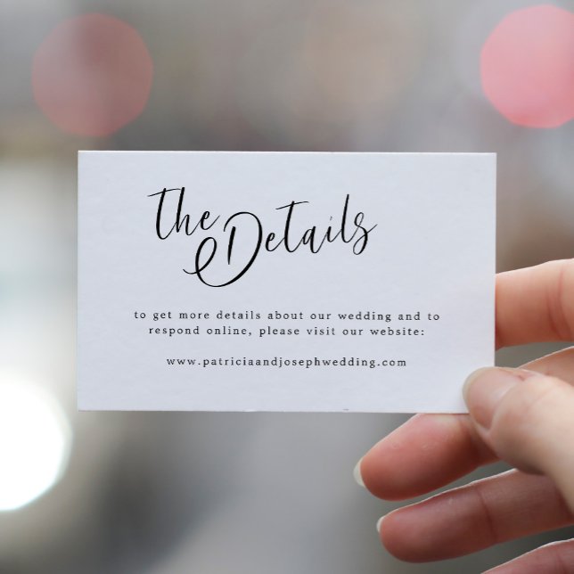 Simple modern minimalist wedding details enclosure card (Creator Uploaded)