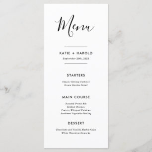 Simple Modern Minimalist Wedding Dinner Menu