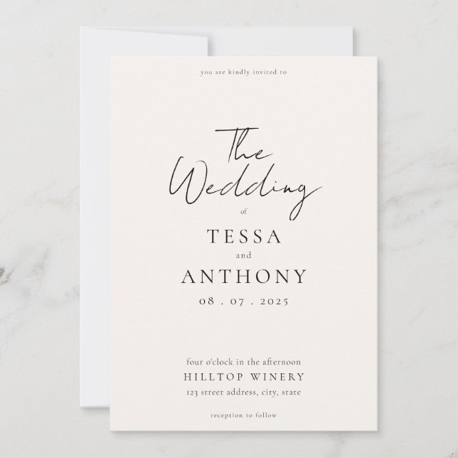 Simple Modern Minimalist Wedding Invitation (Front)