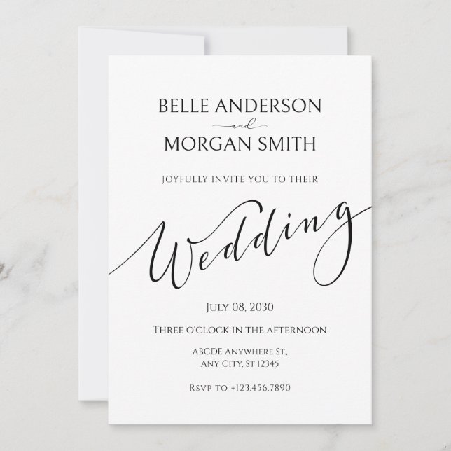 Simple Modern minimalist wedding  Invitation (Front)
