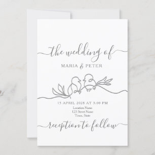 Simple Modern Minimalist Wedding Invitation