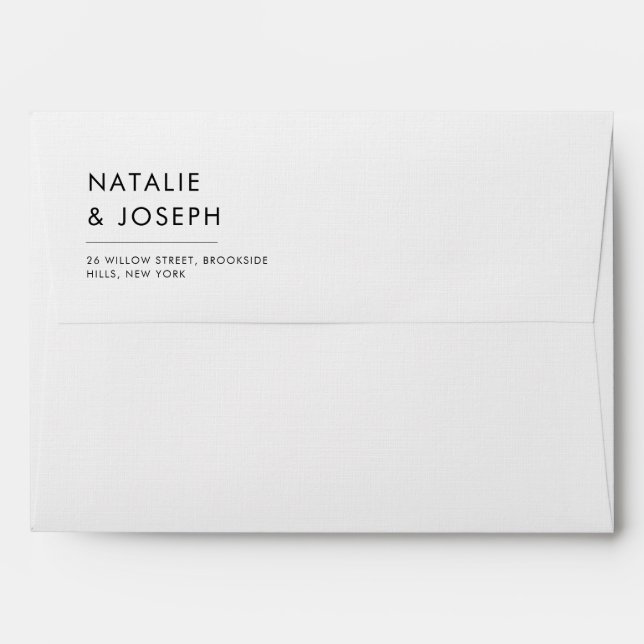 Simple Modern Minimalist Wedding Invitation RSVP Envelope (Back (Top Flap))