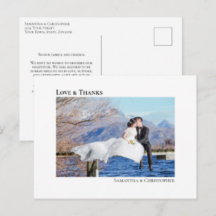 Simple Modern Minimalist Wedding Photo Love Thanks Postcard