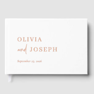 Simple Modern Minimalist   Wedding Rose Gold Foil Guest Book