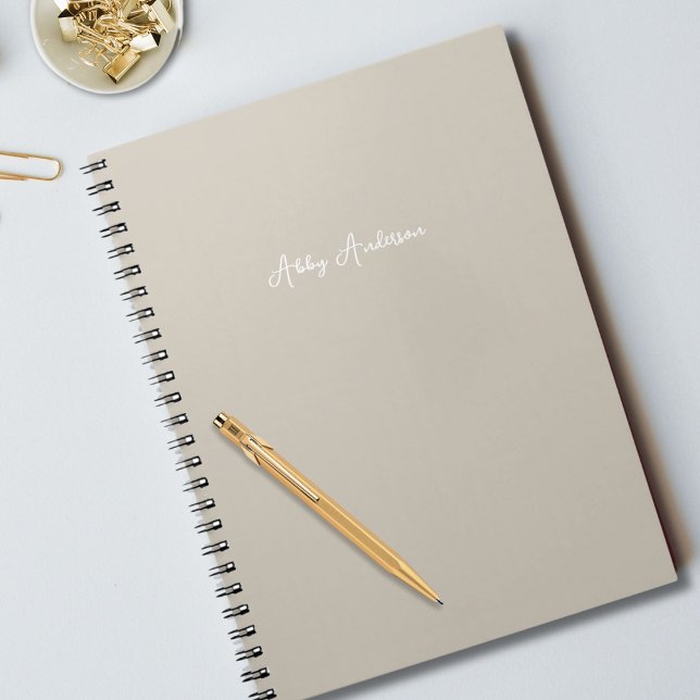 Simple Modern Minimalist White Script | Sand Colou Notebook (Creator Uploaded)