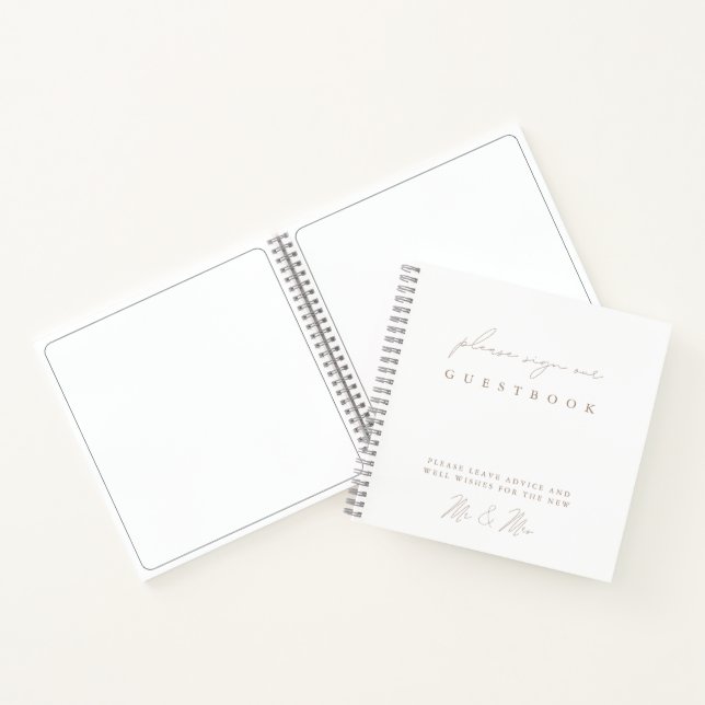Simple Modern Minimalist White Wedding Guest Book (Inside)