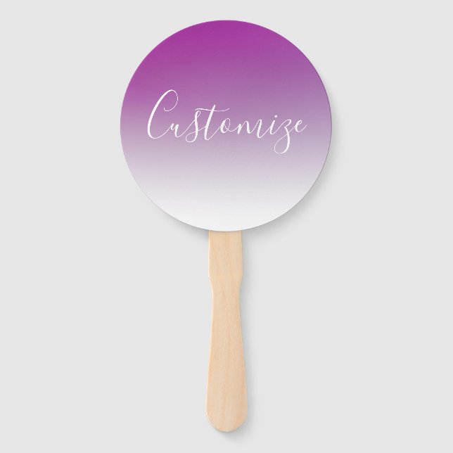Simple Modern Minimalistic Purple Ombre Gradient Hand Fan (Front)