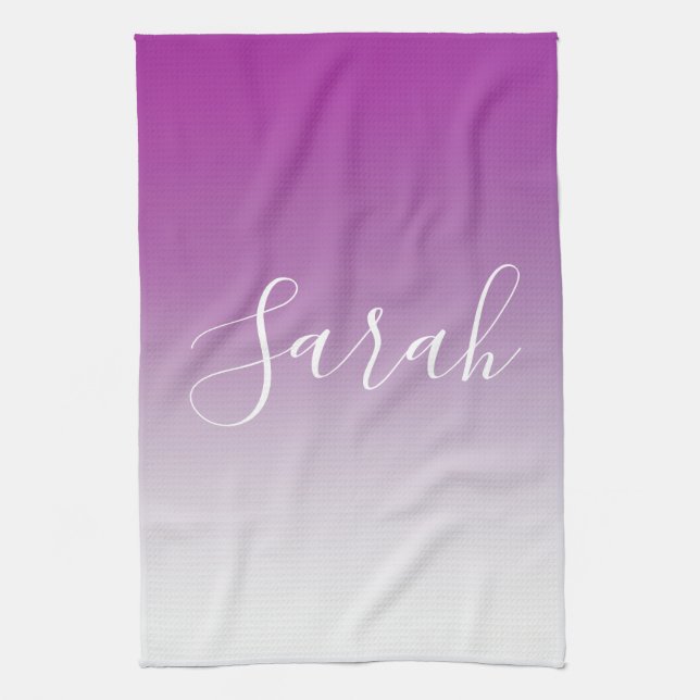 Simple Modern Minimalistic Purple Ombre Gradient Kitchen Towel (Vertical)