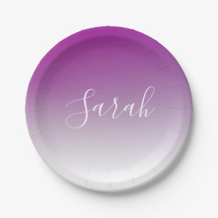 Simple Modern Minimalistic Purple Ombre Gradient Paper Plate