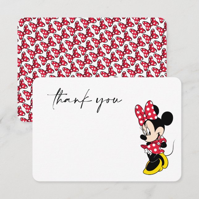 Simple Modern  Minnie Mouse Baby Shower Thank You Invitation (Front/Back)