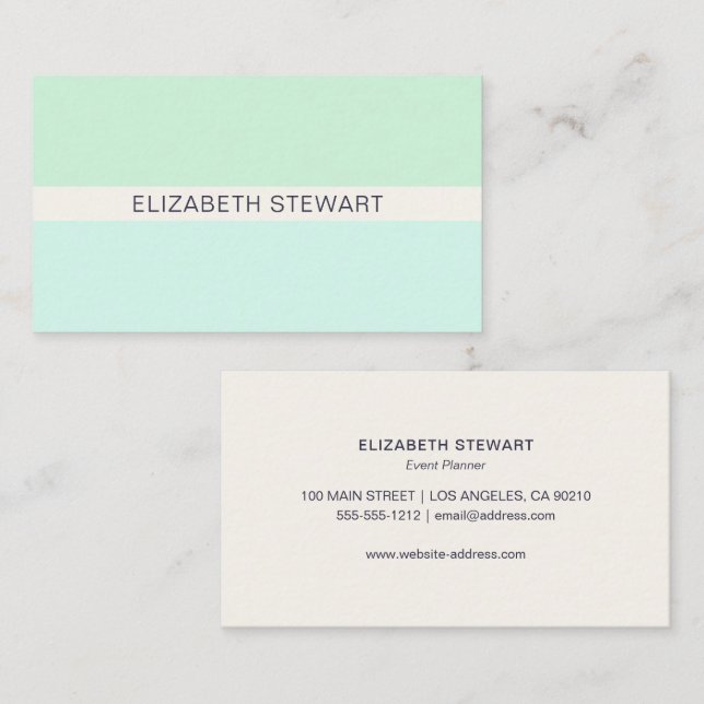 Simple Modern Mint Green and Aqua Professional Business Card (Front/Back)