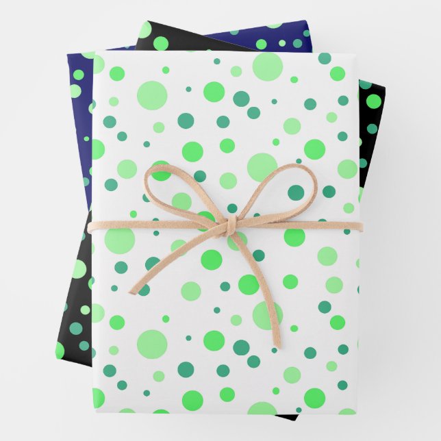 Simple Modern Mint & Jade Green Polka Dots  Wrapping Paper Sheet (In situ)