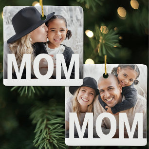 Simple Modern Mom Photo Ceramic Ornament