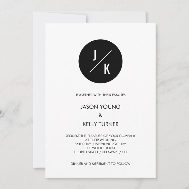 Simple modern monochrome circle invitation (Front)