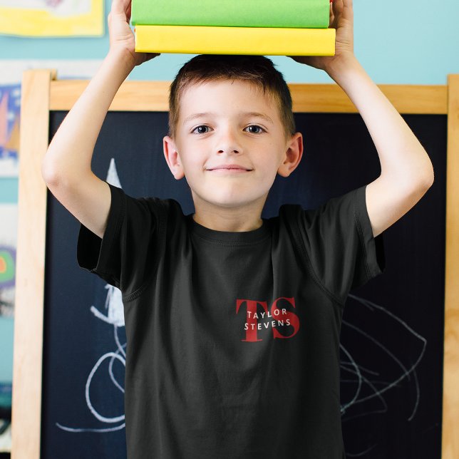 Simple Modern Monogram and Name ID T-Shirt (Creator Uploaded)