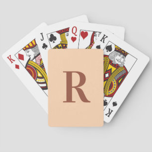 Simple Modern Monogram Beige Brown Playing Cards