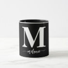 Simple Modern Monogram Black White Mug