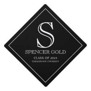 Simple Modern Monogram Class Of 2024 Graduation Cap Topper
