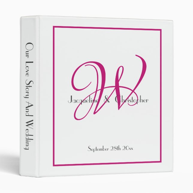 Simple Modern Monogram Cool Chic Wedding Album  Binder (Front/Spine)