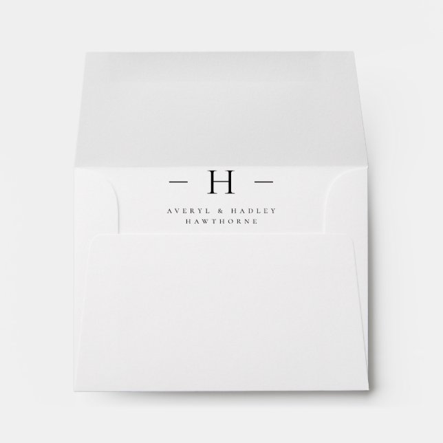 Simple Modern Monogram Couple Initial Stationery Envelope (Back (Bottom))