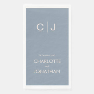 Simple Modern Monogram Dusty Blue Wedding    Napkin