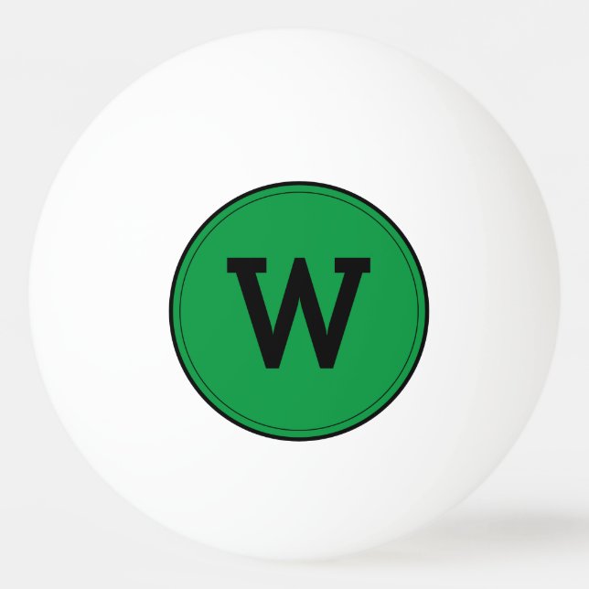 Simple Modern Monogram Green Ping Pong Ball (Front)