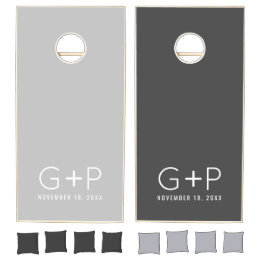 Simple Modern Monogram Grey Cornhole Set
