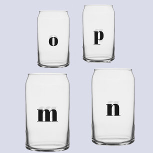 Simple Modern Monogram Initial Personalized Can Glass