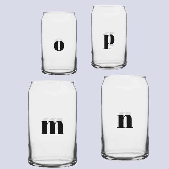 Simple Modern Monogram Initial Personalized Can Glass (Personalized monogram initial lower case modern can glass)