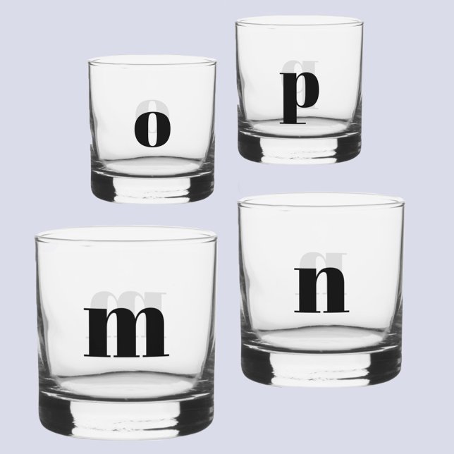 Simple Modern Monogram Initial Personalized Whiskey Glass (Personalized monogram initial lower case modern glass)