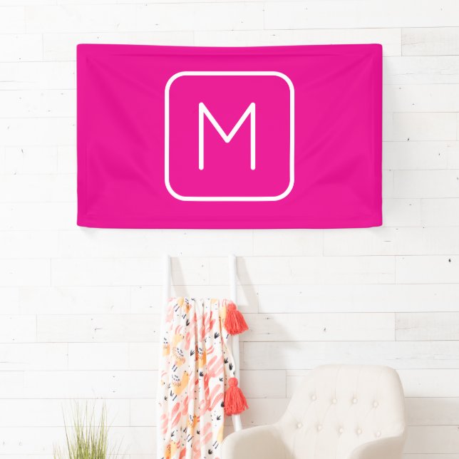 Simple & Modern Monogram Initial | Pink & White Banner (Insitu)