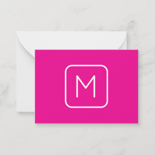 Simple & Modern Monogram Initial Pink & White Card